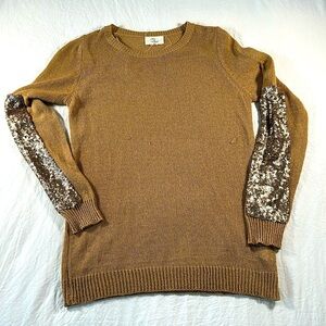 Love‎ Brown Sequin Sleeve Seater Sz S/M
